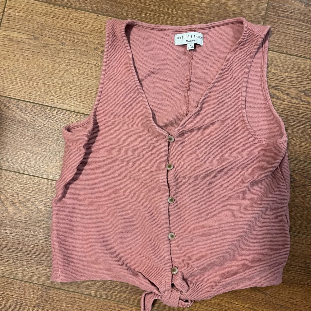 Madewell Pink V-Neck Sleeveless Tank Top